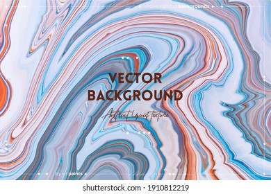 Fluid art texture. Abstract backdrop with iridescent paint effect. Liquid acrylic picture with chaotic mixed paints. Can be used for posters or wallpapers. Orange, blue and gray overflowing colors.