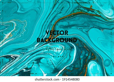 Fluid art texture. Abstract backdrop with swirling paint effect. Liquid acrylic artwork with artistic mixed paints. Can be used for baner or wallpaper. Turquoise, white and orange overflowing colors.