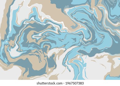 Fluid art texture. Abstract backdrop with swirling paint effect. Liquid acrylic picture with artistic mixed paints. Can be used for baner or wallpaper. blue, gray and brown overflowing colors. EPS