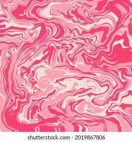 Fluid art texture. Abstract backdrop with iridescent paint effect. Liquid acrylic artwork that flows and splashes. Mixed paints for interior poster. EPS 10 Vector illustration. pink, red and white