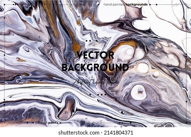 Fluid art texture. Abstract backdrop with iridescent paint effect. Liquid acrylic artwork that flows and splashes. Mixed paints for background or poster. Golden, lavender and white overflowing colors.