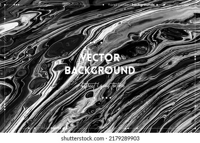 Fluid art texture. Abstract backdrop with swirling paint effect. Liquid acrylic artwork with chaotic mixed paints. Can be used for posters or wallpapers. Black and white overflowing colors.