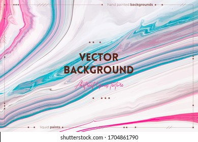 Fluid art texture. Abstract background with swirling paint effect. Liquid acrylic picture that flows and splashes. Mixed paints for website background. Lavender, blue and pink overflowing colors