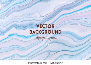 Fluid art texture. Abstract background with swirling paint effect. Liquid acrylic artwork with artistic mixed paints. Can be used for baner or wallpaper. Blue, lavender and white overflowing colors