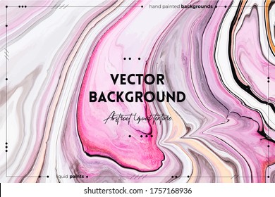 Fluid art texture. Abstract background with mixing paint effect. Liquid acrylic picture that flows and splashes. Mixed paints for baner or wallpaper. Pink, white and gray overflowing colors
