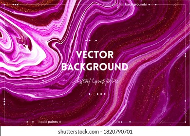 Fluid art texture. Abstract background with mixing paint effect. Liquid acrylic artwork with chaotic mixed paints. Can be used for posters or wallpapers. Wine, golden and white overflowing colors.