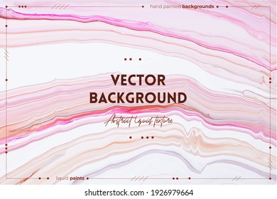 Fluid art texture. Abstract background with mixing paint effect. Liquid acrylic picture with artistic mixed paints. Can be used for baner or wallpaper. Pink, white and coral overflowing colors.