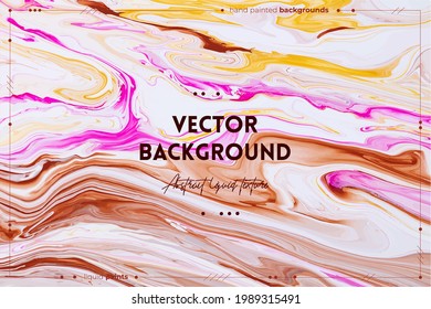 Textura de arte fluido. Fondo abstracto con efecto de pintura giratoria. Obra de arte acrílico líquida con pinturas coloridas mezcladas. Se puede usar para fondo o afiche. Colores marrones, blancos y rosados.