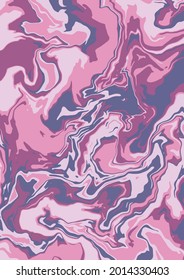 Fluid art texture. Abstract background with swirling paint effect. Liquid acrylic picture that flows and splashes. Mixed paints for interior poster. Pink, purple overflowing colors. A4 