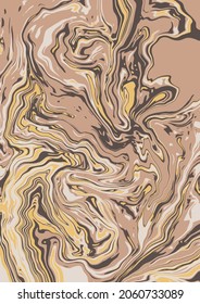 Textura de arte fluido. Fondo abstracto con efecto de pintura giratoria. Imagen acrílica líquida que fluye y se desploma. Pintas mixtas para el afiche interior. tonos marrones, amarillos y grises