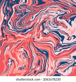 Fluid art texture. Abstract background with swirling paint effect. Liquid acrylic picture that flows and splashes. Mixed paints for interior poster. purple, red and blue overflowing colors