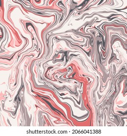 Textura de arte fluido. Fondo abstracto con efecto de pintura giratoria. Imagen acrílica líquida que fluye y se desploma. Pintas mixtas para el afiche interior. colores con desbordamiento rosa y gris