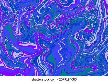 Fluid art texture. Abstract background with swirling paint effect. Liquid acrylic picture that flows and splashes. Mixed paints for interior poster. blue, purple and beige overflowing colors