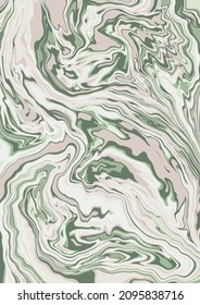 Fluid art texture. Abstract background with swirling paint effect. Liquid acrylic picture that flows and splashes. Mixed paints for interior poster. Green and gray overflowing colors