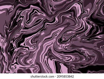 Fluid art texture. Abstract background with swirling paint effect. Liquid acrylic picture that flows and splashes. Mixed paints for interior poster. Purple and black overflowing colors