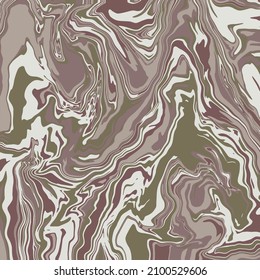 Fluid art texture. Abstract background with swirling paint effect.  Liquid acrylic picture that flows and splashes. Mixed paints for interior poster. Green, brown and beige iridescent colors. 