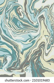 Fluid art texture. Abstract background with swirling paint effect.  Liquid acrylic picture that flows and splashes. Mixed paints for interior poster. Green, brown and yellow iridescent colors. A4