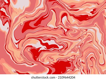 Fluid art texture. Abstract background with swirling paint effect.  Liquid acrylic picture that flows and splashes. Mixed paints for interior poster. Pink, orange and gray iridescent colors. 