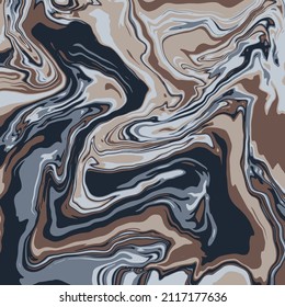Textura de arte fluido. Fondo abstracto con efecto de pintura giratoria.  Imagen acrílica líquida que fluye y se desploma. Pintas mixtas para el afiche interior. tonos beige, marrón y azul iridiscente.