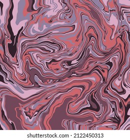 Fluid art texture. Abstract background with swirling paint effect.  Liquid acrylic picture that flows and splashes. Mixed paints for interior poster. Purple and pink iridescent colors. 