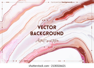 Fluid art texture. Abstract background with swirling paint effect. Liquid acrylic picture that flows and splashes. Mixed paints for website background. Pink, brown and coral overflowing colors.