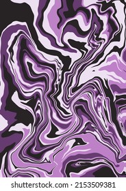Fluid art texture. Abstract background with swirling paint effect. A4. Liquid acrylic picture that flows and splashes. Mixed paints for interior poster. Purple and gray iridescent colors. A4