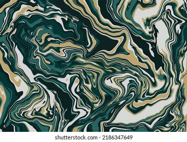 Fluid art texture. Abstract background with swirling paint effect.  Liquid acrylic picture that flows and splashes. Mixed paints for interior poster. Green, brown and gray iridescent colors.