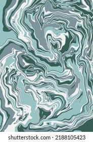 Fluid art texture. Abstract background with swirling paint effect.  Liquid acrylic picture that flows and splashes. Mixed paints for interior poster. Green and gray iridescent colors.