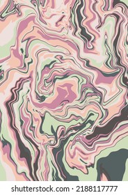 Textura de arte fluido. Fondo abstracto con efecto de pintura giratoria.  Imagen acrílica líquida que fluye y se desploma. Pintas mixtas para el afiche interior. Colores verdes, rosas y marrones.