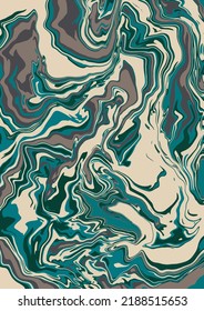 Fluid art texture. Abstract background with swirling paint effect.  Liquid acrylic picture that flows and splashes. Mixed paints for interior poster. Brown, green and beige iridescent colors.