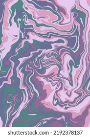 Fluid art texture. Abstract background with swirling paint effect.  Liquid acrylic picture that flows and splashes. Mixed paints for interior poster. purple and green iridescent colors.