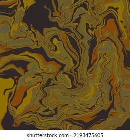Fluid art texture. Abstract background with swirling paint effect.  Liquid acrylic picture that flows and splashes. Mixed paints for interior poster. Brown and green iridescent colors.