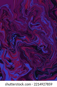 Textura de arte fluido. Fondo abstracto con efecto de pintura giratoria.  Imagen acrílica líquida que fluye y se desploma. Pintas mixtas para el afiche interior. colores iridiscentes morado y azul.