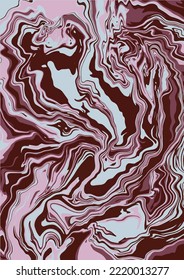 Fluid art texture. Abstract background with swirling paint effect.  Liquid acrylic picture that flows and splashes. Mixed paints for interior poster. Brown, pink and blue iridescent colors.
