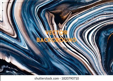 Fluid art texture. Backdrop with abstract mixing paint effect. Liquid acrylic artwork that flows and splashes. Mixed paints for posters or wallpapers. Brown, navy blue and white overflowing colors.