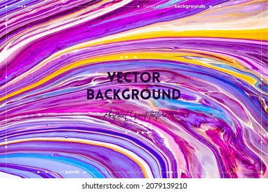 Fluid art texture. Backdrop with abstract mixing paint effect. Liquid acrylic artwork with flows and splashes. Mixed paints for website background. Blue, pink and yellow overflowing colors.