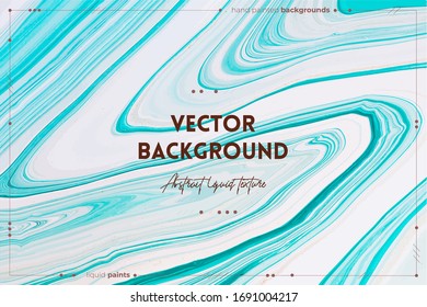 Fluid art texture. Background with abstract swirling paint effect. Liquid acrylic picture with beautiful mixed paints. Can be used for interior poster. Mint and white overflowing colors