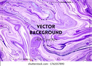 Fluid art texture. Background with abstract mixing paint effect. Liquid acrylic picture that flows and splashes. Mixed paints for background or poster. Purple and white overflowing colors