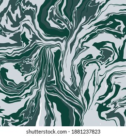 Fluid art texture. Background with abstract mixing paint effect. Liquid acrylic picture that flows and splashes. Mixed paints for interior poster. green and gray overflowing colors. Vector EPS10.