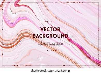 Fluid art texture. Background with abstract swirling paint effect. Liquid acrylic picture with flows and splashes. Mixed paints for website background. Pink, white and brown overflowing colors.