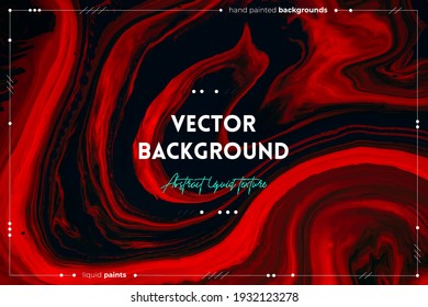 Fluid art texture. Background with abstract iridescent paint effect. Liquid acrylic picture that flows and splashes. Mixed paints for posters or wallpapers. Orange, red and black overflowing colors.