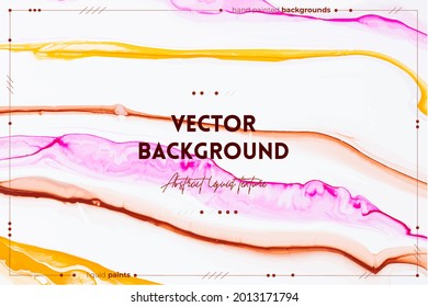 Fluid art texture. Background with abstract mixing paint effect. Liquid acrylic artwork that flows and splashes. Mixed paints for posters or wallpapers. Pink, white and yellow overflowing colors.
