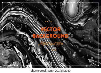 Fluid art texture. Background with abstract mixing paint effect. Liquid acrylic picture with flows and splashes. Mixed paints for website background. Black and white overflowing colors.