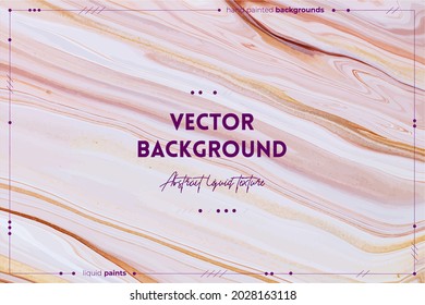 Fluid art texture. Background with abstract swirling paint effect. Liquid acrylic picture with flows and splashes. Mixed paints for posters or wallpapers. Golden, brown and beige overflowing colors.