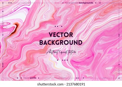 Fluid art texture. Background with abstract iridescent paint effect. Liquid acrylic picture that flows and splashes. Mixed paints for website background. Pink, white and coral overflowing colors.