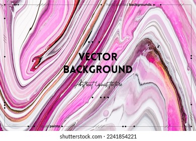 Fluid art texture. Background with abstract iridescent paint effect. Liquid acrylic picture with artistic mixed paints. Can be used for baner or wallpaper. Pink, gray and white overflowing colors.