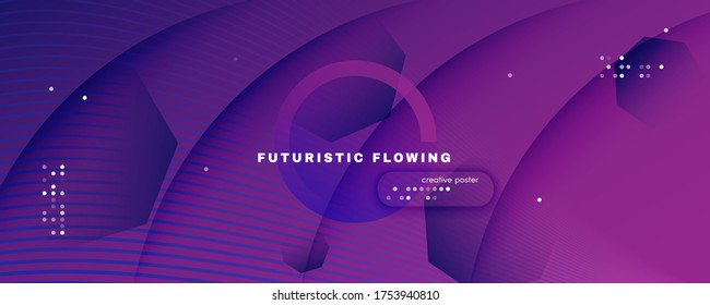 Fluid Background. 3d Flow Shape Movement. Vivid Dynamic Brochure. Wave Creative Illustration. Violet Graphic Stripes. Gradient Fluid Background. Abstract Banner. Vector Fluid Background.