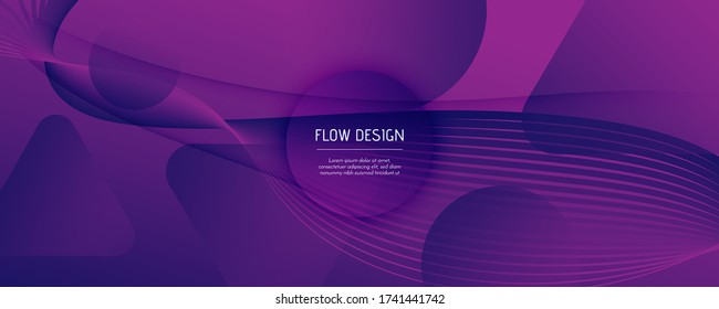 Fluid Background. Abstract Flow Shapes Wallpaper. Wave Gradient Texture. Color Technology Template. Violet Modern Elements. Geometric Fluid Background. 3d Pattern. Vector Fluid Background.