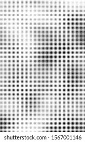 Fluid background, abstract halftone texture, tabloid screen pattern, black and white vector illustration.