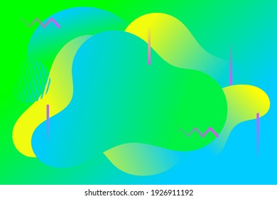 Fondo fluido entre los colores del gradiente verde, azul y amarillo con líneas rectas y zigzag